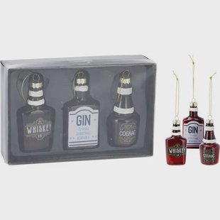 Home & Styling Collection kerstornament glas drankfles - 3 stuks