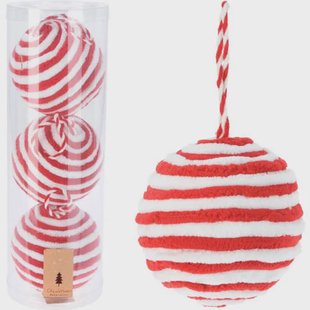 Nova Belle Kerstballen polyester rood - 3 stuks (ø10 cm)