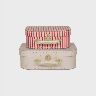 OYOY Mini opberg koffertjes Giraffe & stripe (set van 2)