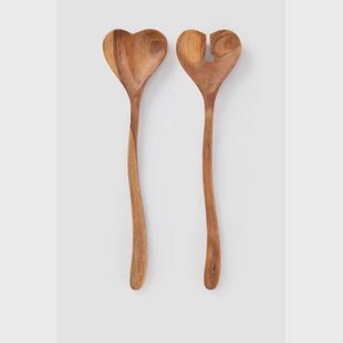 Sissy-Boy houten sla bestek met hart (30 cm x 7,5 cm x 1,8 cm)