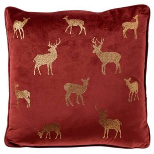 Deer - Kerst kussenhoezen - 45x45 cm, rood