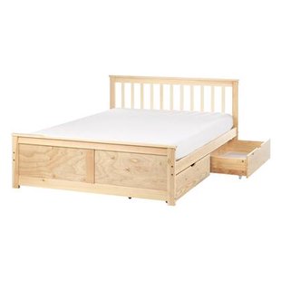 Beliani-OLENDON-Bed met 2 lades-Lichtbruin-140 x 200 cm-Dennenhout