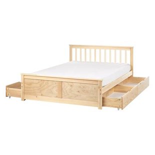 Beliani-OLENDON-Bed met 4 lades-Lichtbruin-140 x 200 cm-Dennenhout