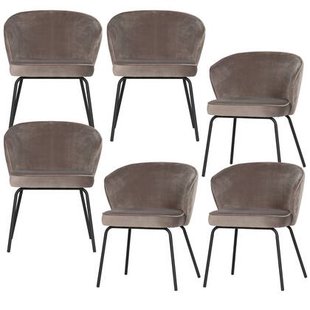 WOOOD Admit Eetkamerstoelen - Fluweel - Khaki - Set van 6