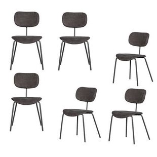 WOOOD Link Eetkamerstoelen - Polyester - Bruin|Grijs - Set van 6