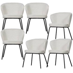 WOOOD Admit Eetkamerstoelen - Bouclé - Naturel - Set van 6