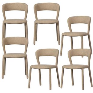 WOOOD Noble Eetkamerstoelen - Polyester - Zand - Set van 6