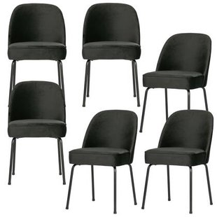 WOOOD Vogue Eetkamerstoelen - Fluweel Zwart - Set van 6