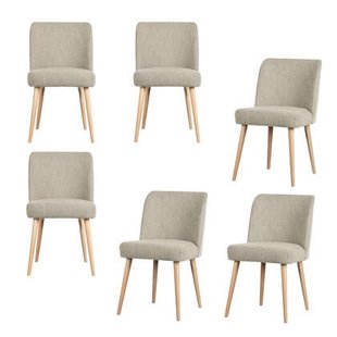 vtwonen Force Eetkamerstoelen - Naturel - Grijs - Set van 6