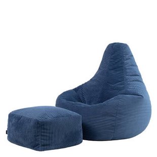 icon Dalton Zitzak met Poef - Ribfluweel - Denimblauw
