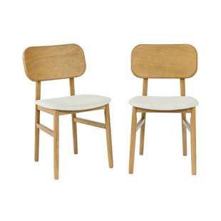 sweeek - Vintage stoelen rubberhout en stof (set van 2)