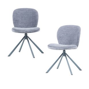WOOOD Femke Eetkamerstoelen - Chenille - Blauw - Set van 2