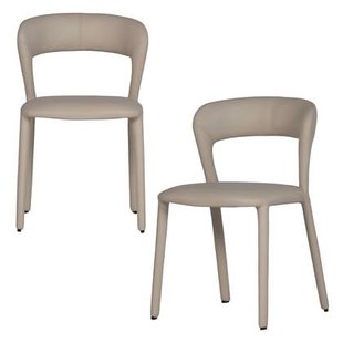 WOOOD Noble Eetkamerstoelen - Leerlook - Beige - Set van 2