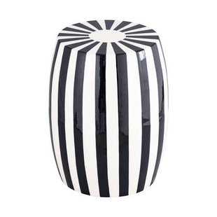 sweeek - Bijzettafel, nachtkastje van gestreept geëmailleerd staal Ø35