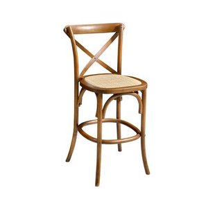 sweeek - Vintage rubberhouten bistro barkruk met voetensteun