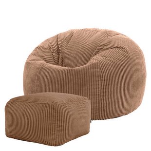 icon Kingston Zitzak met Poef - Ribfluweel - Mocha