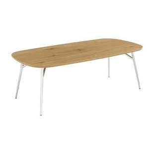 sweeek - Rechthoekige salontafel met houteffect en verchroomde poten