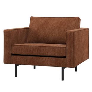 WOOOD Rodeo Fauteuil - Ribstof - Roestbruin - 83x98x88