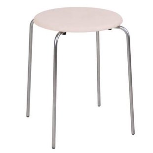 Petit Rond kruk Stainless Steel | Naturel Leather