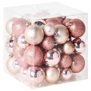 Beliani - TYIN- Set van 60 kerstballen - Roze - Synthetisch