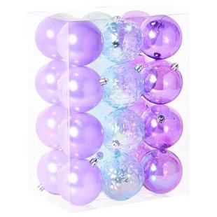 Beliani-ASNEN-Set van 24 kerstballen-Violet-Synthetisch materiaal