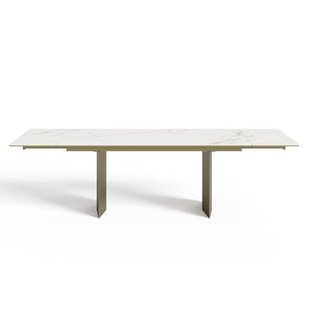 Uitschuifbare tafel 8-10 personen wit marmer effect keramiek180cm
