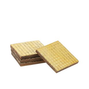 J-Line onderzetter - glas - goud - doos van 4