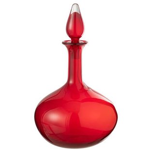 J-Line vaas + stop Fles - glas - rood - Ø 26.5 cm