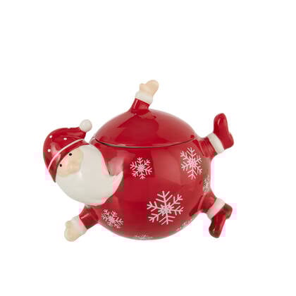 J-Line voorraadpot Kerstman Dolomiet - keramiek - wit|rood