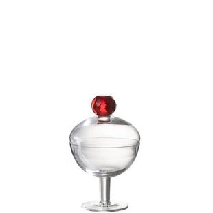 J-Line voorraadpot Diamant - kristalglas - rood|transparant