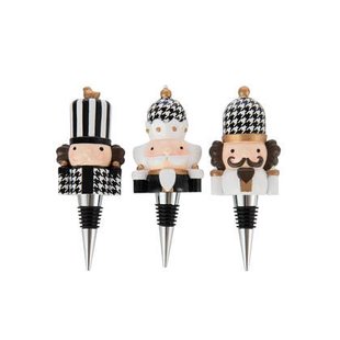 J-Line wijnstopper Pied-De-Poule - polyresin - zwart|wit - d