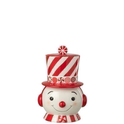 J-Line decoratie Kruik Sneeuwpop + Hoed Dolomiet - keramiek