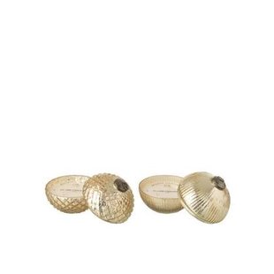 J-Line geurkaars Kerstbal - glas - goud - small - 2 stuks