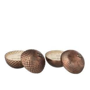 J-Line geurkaars Kerstbal - glas - bruin - large - 2 stuks