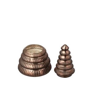 J-Line geurkaars Boom Geribbeld - glas - bruin - small