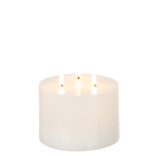 J-Line cilinderkaars 3 Vlammen - wit - medium - LED lichtjes