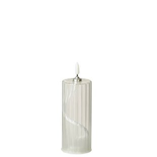 J-Line kaars Strepen - glas - transparant - medium - LED