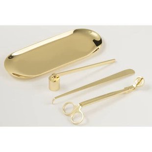 J-Line kaarsendief Candle Kit - ijzer - goud