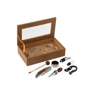 J-Line doos wijnaccessoires - hout - bruin