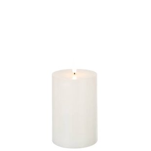 J-Line cilinderkaars - wit - medium - LED lichtjes