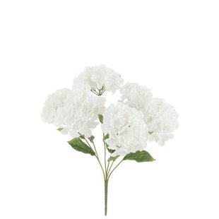 J-Line bloemen boeket Hortensia - kunststof - wit