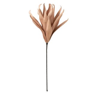 J-Line bloem Tak Lange Bladeren 1 Kop Eva - kunststof - roze - 6 stuks