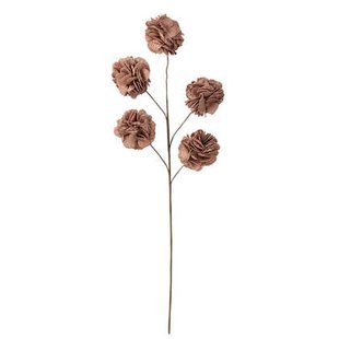 J-Line bloem tak 5 pompoms Eva Nude - kunststof - roze