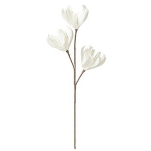 J-Line bloem Tak 3 Koppen Eva - polyresin - wit - 6 stuks