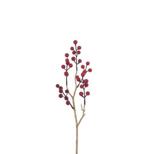 J-Line decoratie Tak Bessen - kunststof - rood|goud - 24 stuks