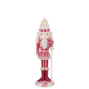 J-Line figuur Notenkraker Snoep - polyresin - wit|roze - med