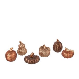 J-Line decoratie Pompoen - keramiek - mix - doos van 6