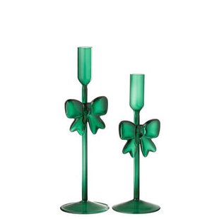 J-Line kaarshouder - glas - groen - set van 2