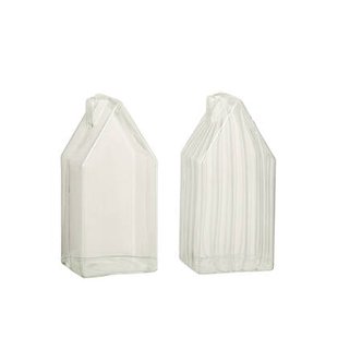 J-Line decoratie Huis Effen|Gestreept - glas - transparant -