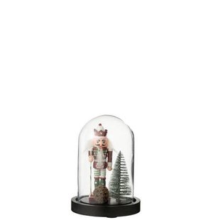 J-Line decoratie Stolp Notenkraker - glas - kerstrood|donker